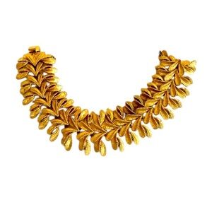 Vintage Gold Leaf‎ Bracelet 60s Retro Cocktail Maximalist Wide Francois Coro